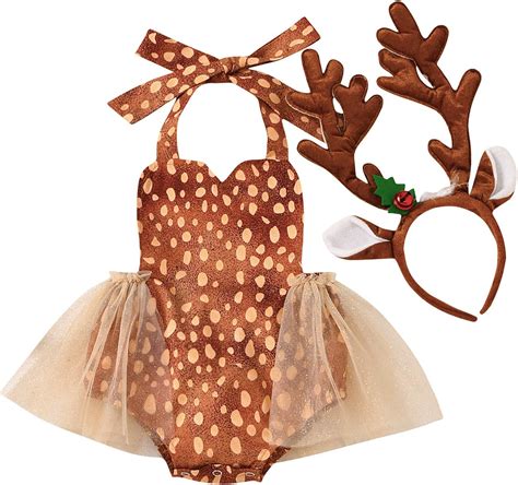 ODASDO Newborn Infant Baby Girl Reindeer Costume First Christmas Outfit ...