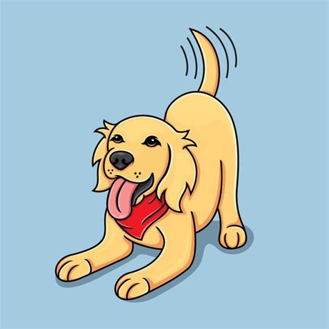 Premium Vector | Golden retriever dog wearing a red bandana wagging his tail vector illustration