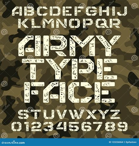 Army Stencil Alphabet Font. Grunge Type Letters and Numbers on Military ...