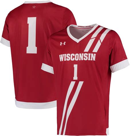 Under Armour #1 Wisconsin Badgers Red Replica Performance Soccer Jersey