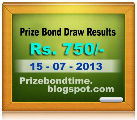 Prize Bond List 750 Dated 15-7-2013 Held at Rawalpindi | Prizebondtime