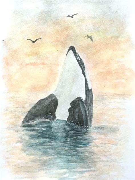 Original Watercolor Painting Orca Whale Ocean Art, Handmade Art, Ocean Painting, Animal Art ...