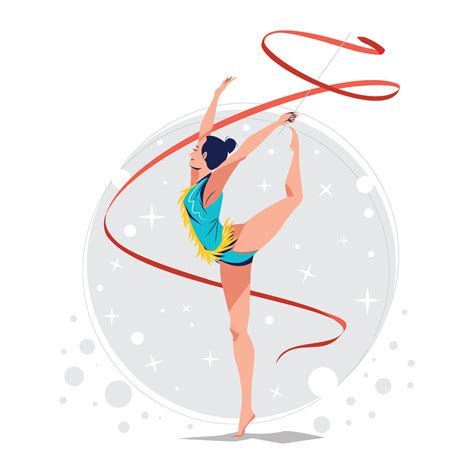 Rhythmic Gymnastics Dancing with Ribbon Concept 12597116 Vector Art at ...