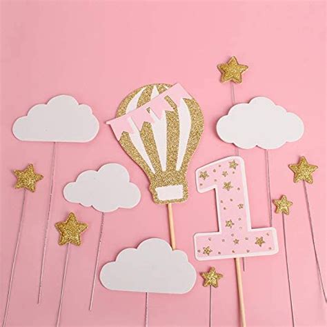 Hot Air Balloon Cake, Balloon Clouds, Number Cake Toppers, Diy Cake Topper, 1 Year Old Cake, 1st ...
