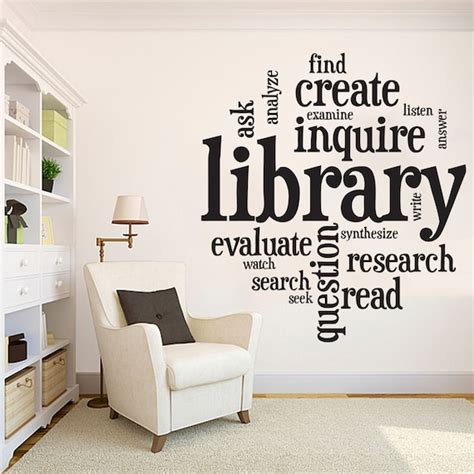 Library Vinyl Wall Art Decals Library Wall Decal Education | Etsy