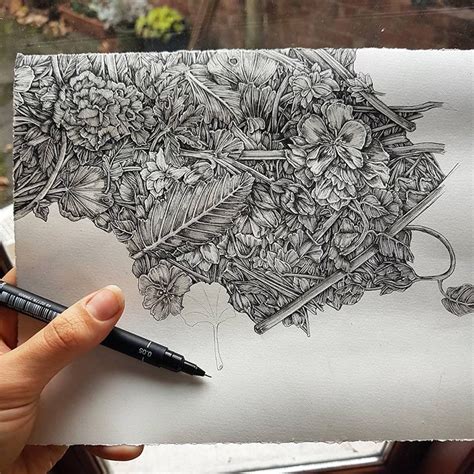 Artist Creates Detailed Pen and Ink Drawings of Imaginary Landscapes