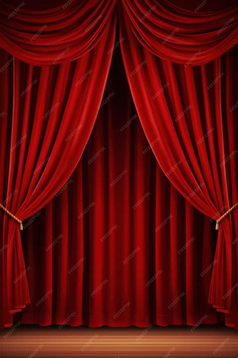 Premium AI Image | A classic theater stage with red velvet curtains and customizable copy text