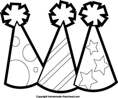 Hat black and white new year party hat black and white clipart ...