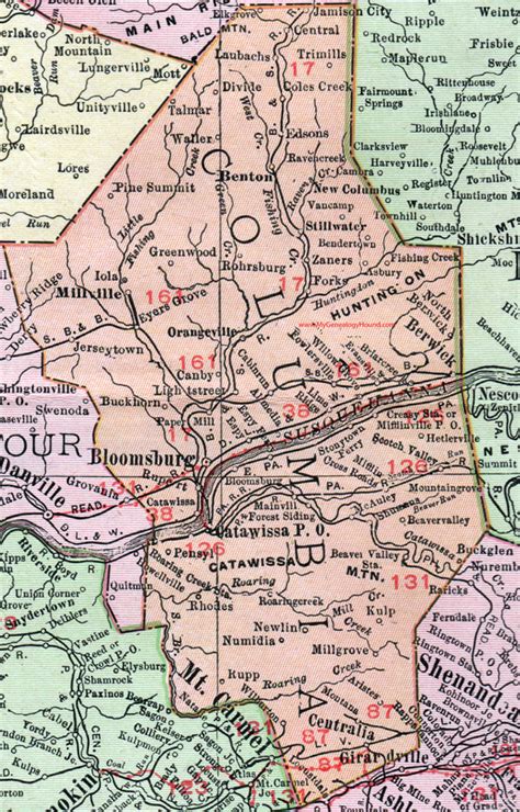 Columbia County, Pennsylvania 1911 Map by Rand McNally, Bloomsburg ...