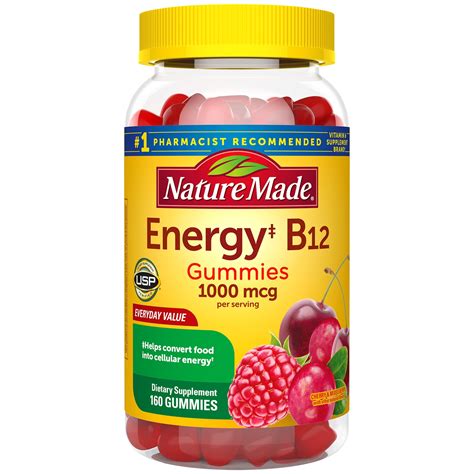 Nature Made Energy B12 1000 mcg Gummies, 160 Count for Metabolic Health ...