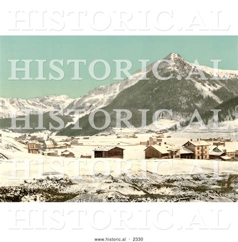 Historical Photochrom of the Village of Davos in Winter, Switzerland by ...