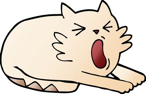 vector gradient illustration cartoon yawning cat 12551602 Vector Art at ...