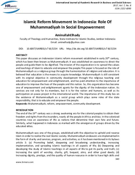 (PDF) Muhammadiyah's Role in Social Empowerment in Indonesia