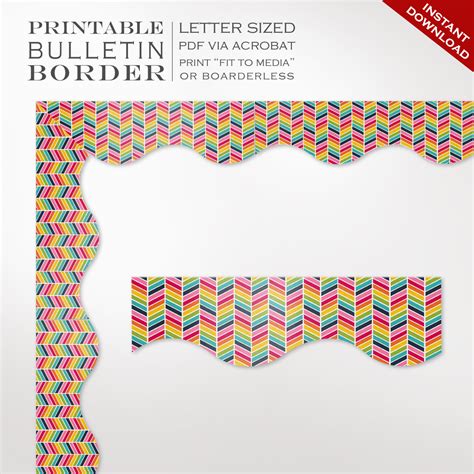 Classroom Bulletin Board Trim - Printable Rainbow Chevron Border | Faire.li