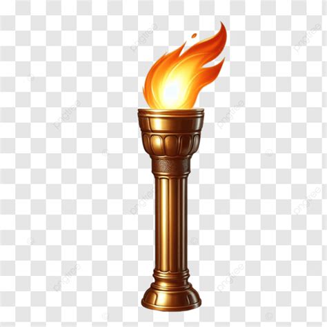 Golden Fire Torch, Olympic Torch, Fiery Flames, Burning Flame PNG Transparent Image and Clipart ...