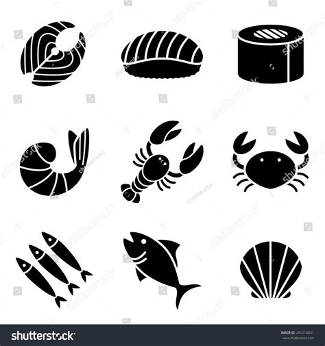 Seafood Icons Stock Vector (Royalty Free) 241214041 | Shutterstock