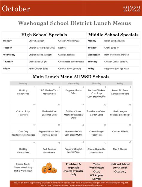 WSD October lunch menu 22 - WSD