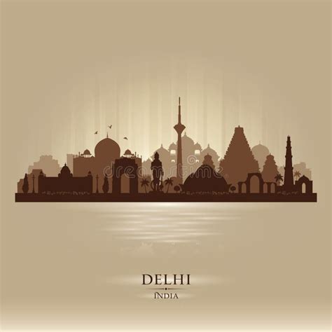 Delhi India City Skyline Silhouette Stock Vector - Illustration of ...