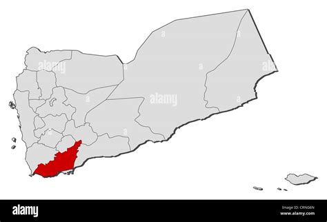 Political map of Yemen with the several governorates where Lahij is ...