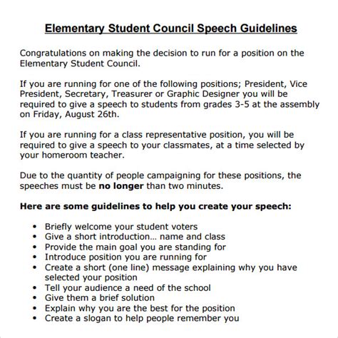 Sample Student Council Speech Examples - 8+ Free Documents in PDF