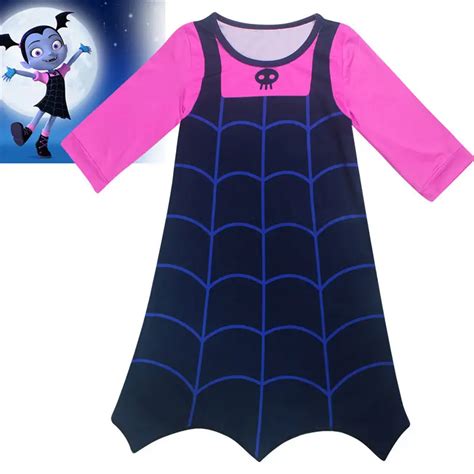 Summer Kid Girls Cosplay Vampirina Costume Halloween Birthday Party Vampirina Vamp Dress ...