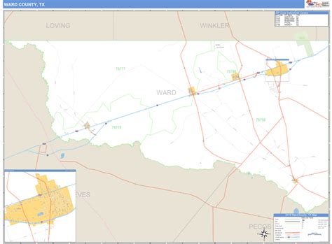 Ward County, Texas Zip Code Wall Map | Maps.com.com