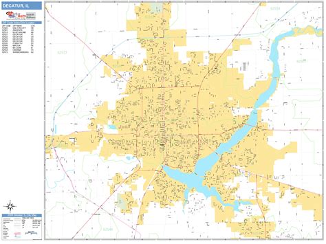 Decatur Illinois Wall Map (Basic Style) by MarketMAPS - MapSales.com