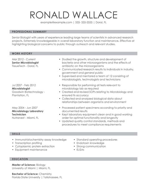 Biologist Resume Sample