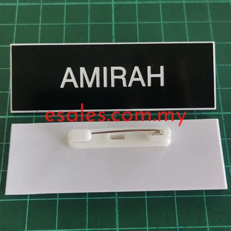 Name Tag 2576NT-BK-WE, Pin, Engraving Name Tag Black Surface White Base ...