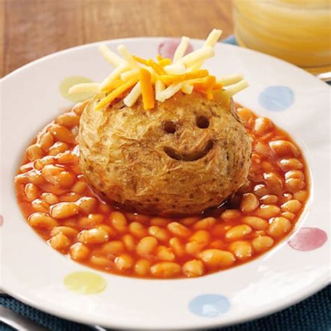 Creative Jacket Potato with Cheese and Beans! | Food, Creative food, Creative food art