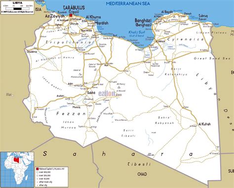 Large road map of Libya with cities and airports | Libya | Africa ...