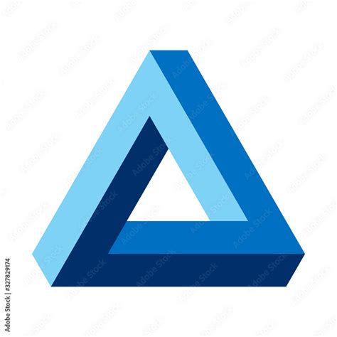 Penrose triangle, optical illusion, blue colored. Penrose tribar, an ...