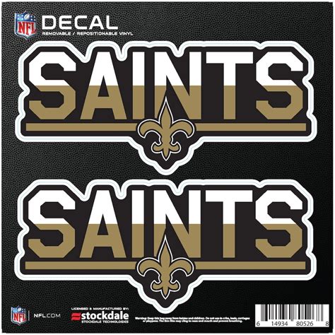 New Orleans Saints 6" x 6" Two-Tone Repositionable Decal 2-Pack Set