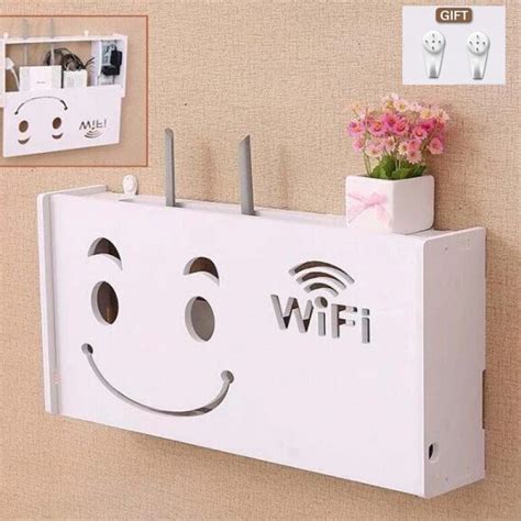 Wireless Wifi Router Storage Box PVC panel Shelf Wall Hanging Plug Board Bracket Cable Storage ...