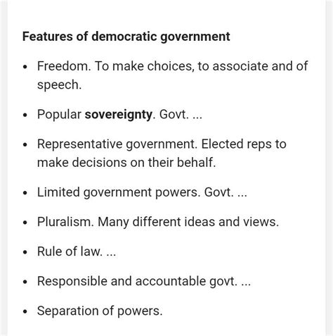 Describe three main features of democratic government. - Brainly.in