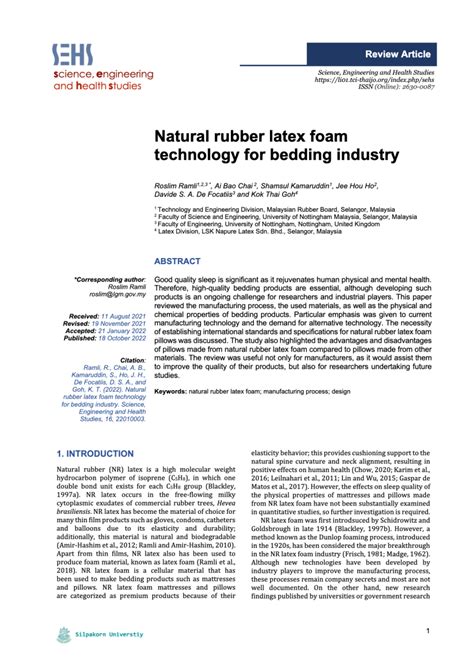 (PDF) Natural rubber latex foam technology for bedding industry