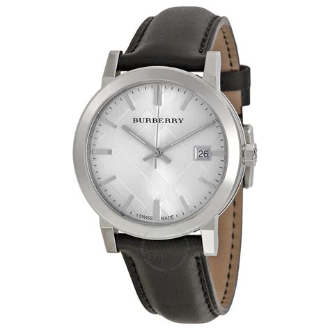 Burberry The City Silver Dial Black Leather Men's Watch BU9008 ...