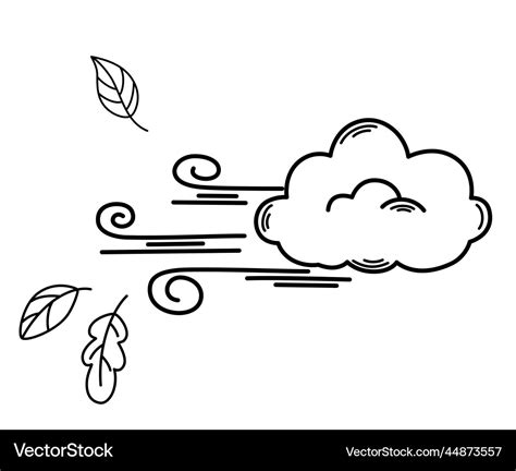 Wind with leaves windy weather forecast Royalty Free Vector