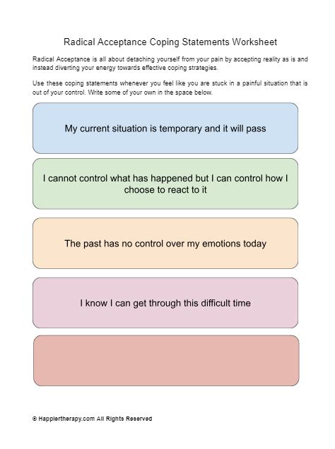 Radical Acceptance Coping Statements Worksheet | HappierTHERAPY