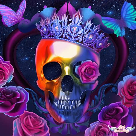 Mood skull, butterfly, king, night, queen, rainbow, roses, skull, HD phone wallpaper | Peakpx