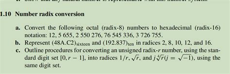 Solved 1.10 Number radix conversion a. Convert the following | Chegg.com