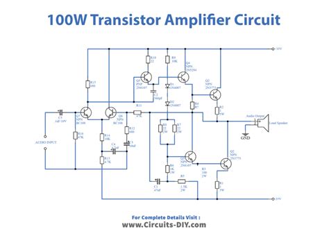 100 Watt Transistor Audio Amplifier Circuit