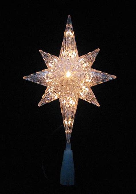 11" Lighted Clear Crystal Star of Bethlehem Christmas Tree Topper - Clear Lights - Walmart.com