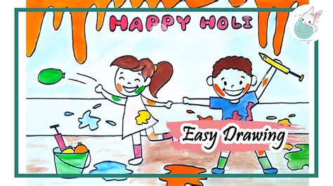 How to draw friends celebrating holi festival drawing tutorial for ...