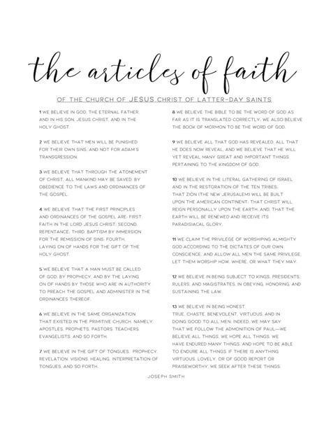 LDS Articles of Faith Print, LDS Decor Print, Printable Art, LDS Printable, Under 10 Dollars - Etsy