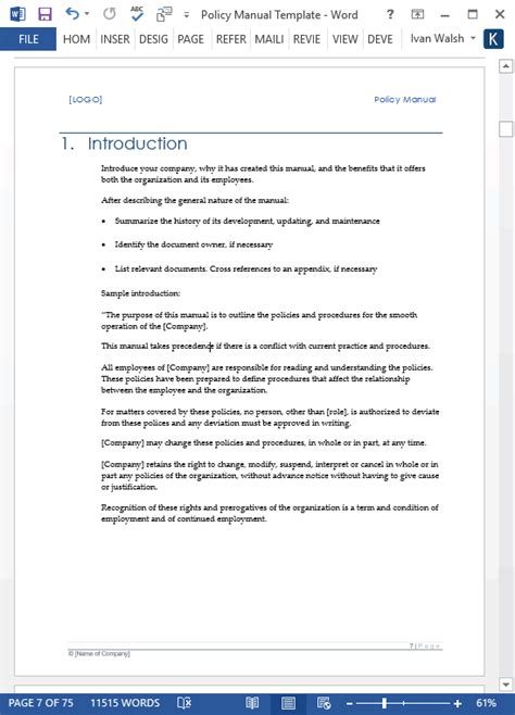 Policy Procedure Manual Template | Classles Democracy