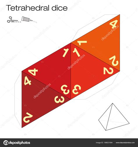 Tetrahedron Template Four Sided Tetrahedral Dice One Five Platonic Solids — Stock Vector ...