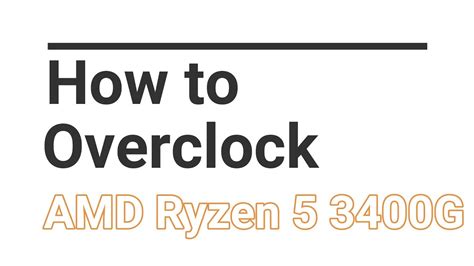 How To Overclock AMD Ryzen 5 3400G To 4.1ghz - YouTube