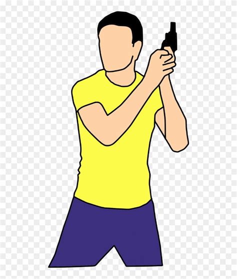Vector Graphics - Cartoon Man Holding Gun, HD Png Download - 500x911(#46040) - PngFind