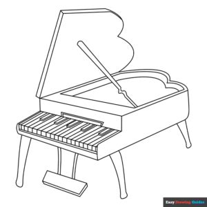 Piano Coloring Page | Easy Drawing Guides